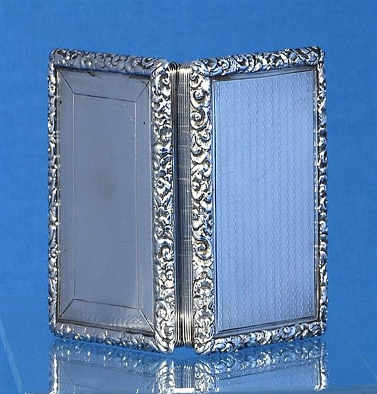 An early Victorian engine turned silver snuff box, by William Simpson, Length 86mm Weight: 5oz/156grms